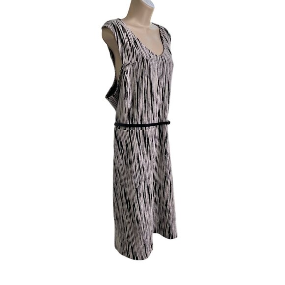 Lane Bryant Womens Black White Striped Sleeveless Belted Dress Plus Size 28 u - Picture 9 of 11